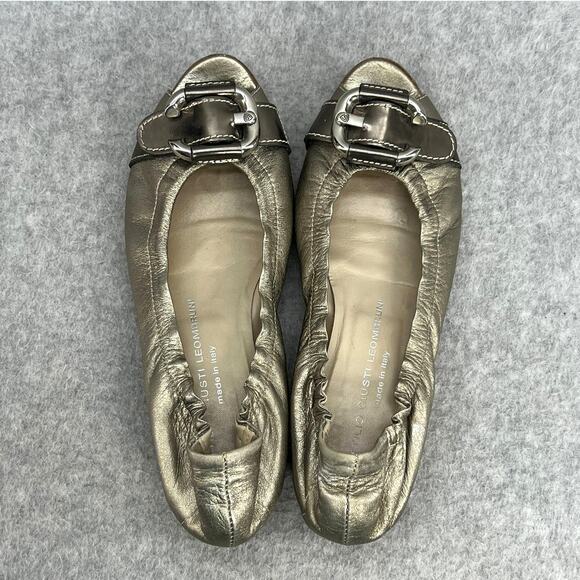 Attilio Giusti Leobruni Leather Peep Toe Kitten Heel - Silver -Women Size 9 (39) - Picture 7 of 13